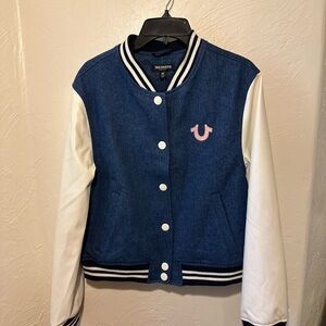 True Religion Blue and White Jean Jacket